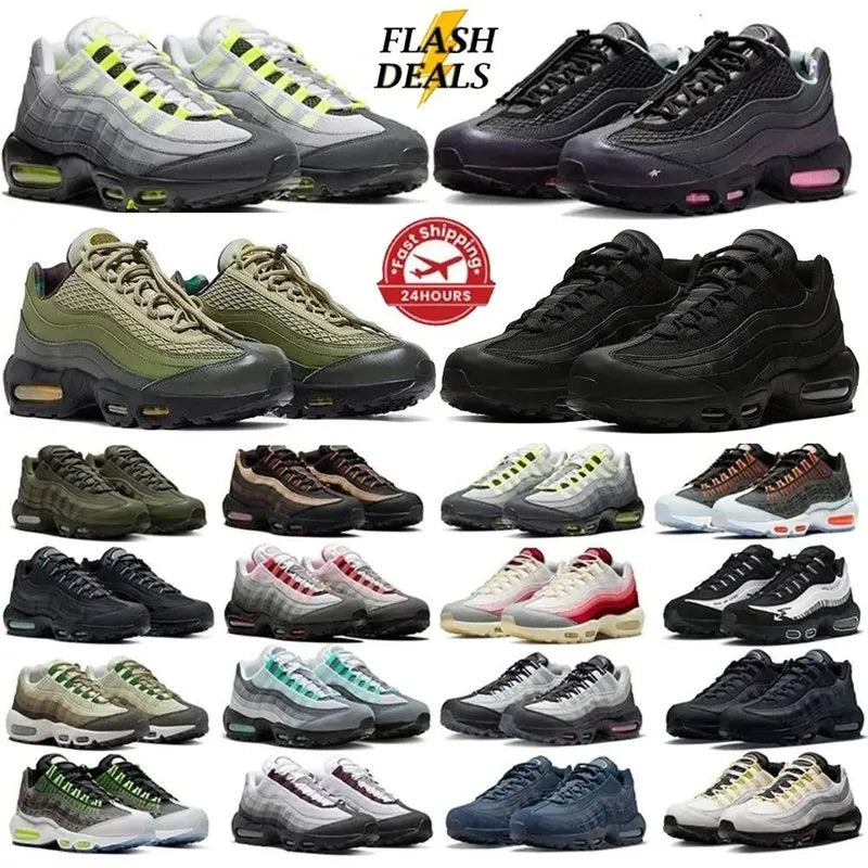 Air Designer Men Max 95 95s Women Running Shoes Classic Airism Black White Yellow Cool Grey Olive Midnight Navy Trainers Sneakers Outdoor Sports Runners 36-46