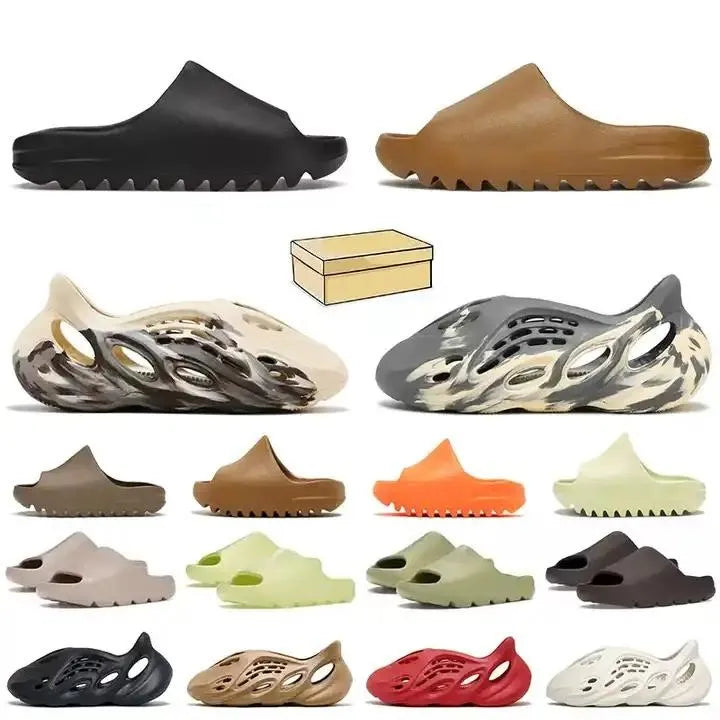 Solid color designer slippers, outdoor shoes, with shoe box